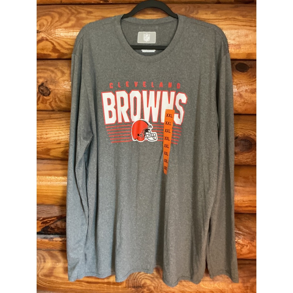 NFL Cleveland Browns Mens XXL Gray Long Sleeve Graphic T-Shirt New With Tags